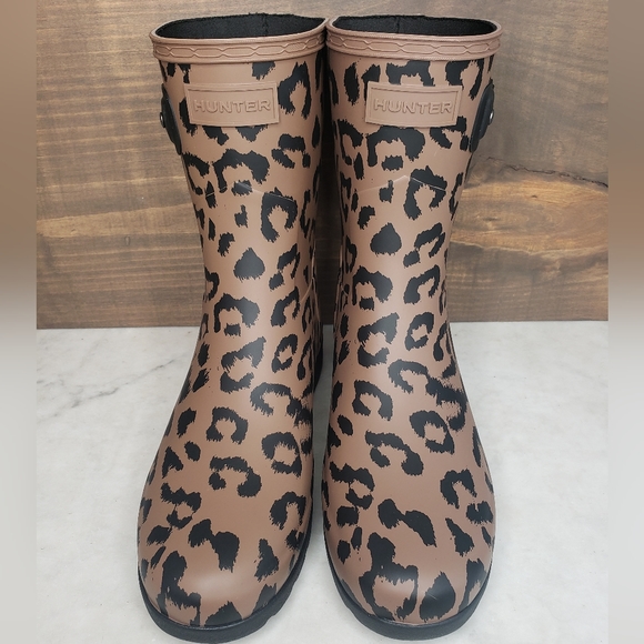 NEW Hunter low leopard matte rain boots womens size 7 - Picture 2 of 10